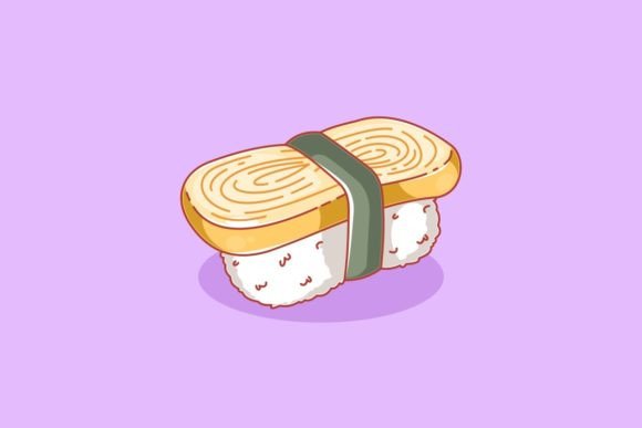 Adorable Vector Art: Cute Cartoon-style Tamagoyaki Nigiri