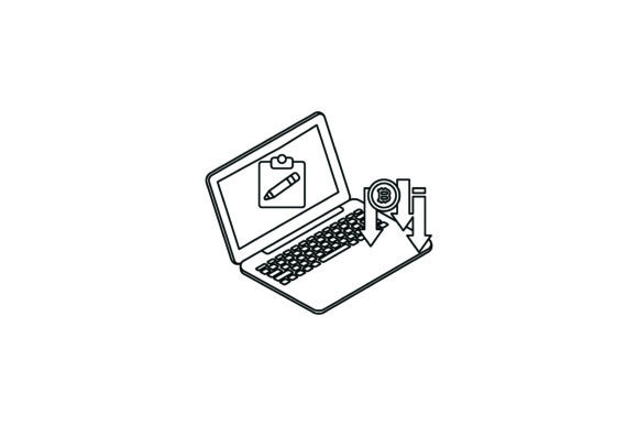 Bitcoin Laptop Icon Note Coloring Page: A Digital Asset for Creators