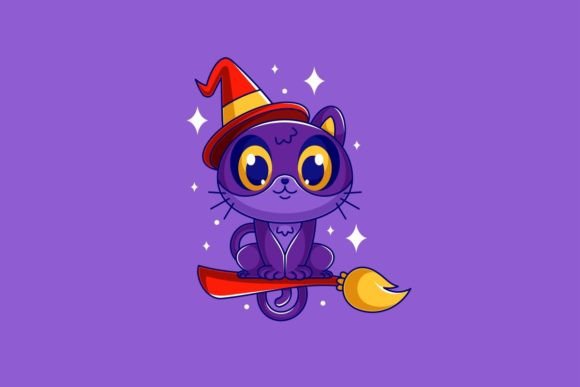 Cartoon Gradient Halloween Cat: Your Playful Design Asset