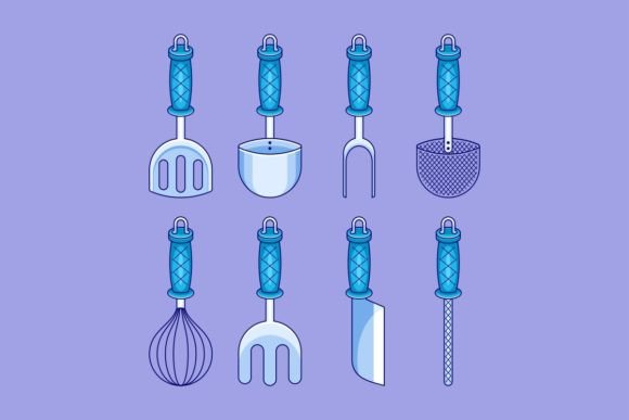 Cartoon-style Kitchen Utensil Design: A Playful Creative Asset