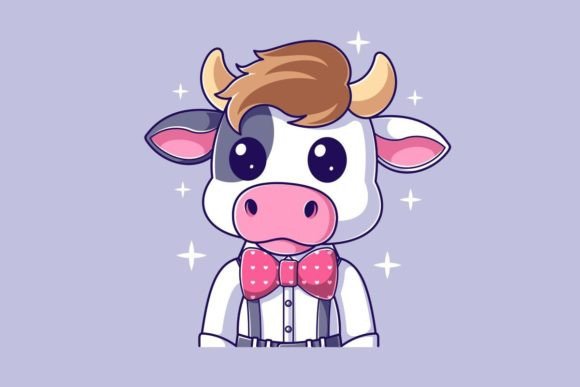 Cute Cow Wearing a Pink Tie: A Designer's Delightful Freebie