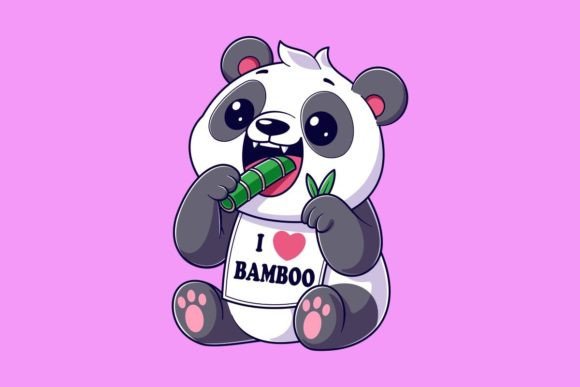 Cute Panda is Eating Bamboo: A Playful Touch for Modern Design