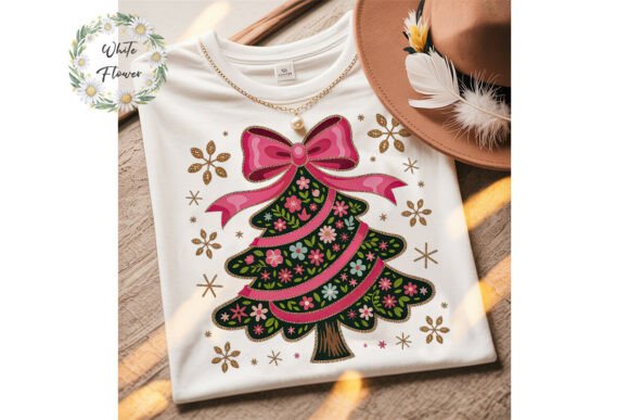 Floral Christmas Tree Sublimation Design: Festive Elegance