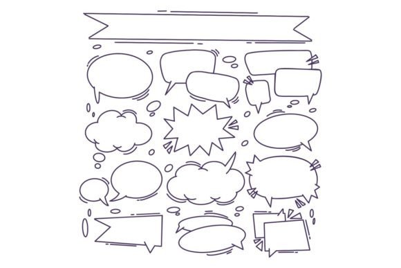 Hand-drawn Comic Chat Bubbles Collection: Dynamic Design Assets