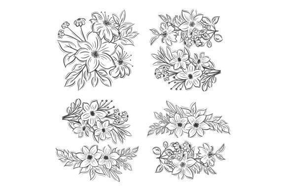 Hand-drawn Flower Bouquets Set: A Fresh Creative Asset