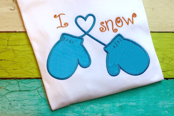 I Heart Snow Winter Mittens Applique: Cozy Design for Cold-Weather Projects