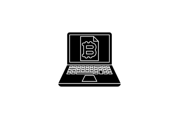 Icon Laptop Bitcoin Paper Black Filled: A Designer's Go-To Tech Icon
