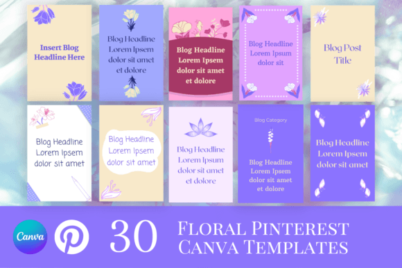 Stunning Floral Pinterest Pin Canva Templates for Your Brand